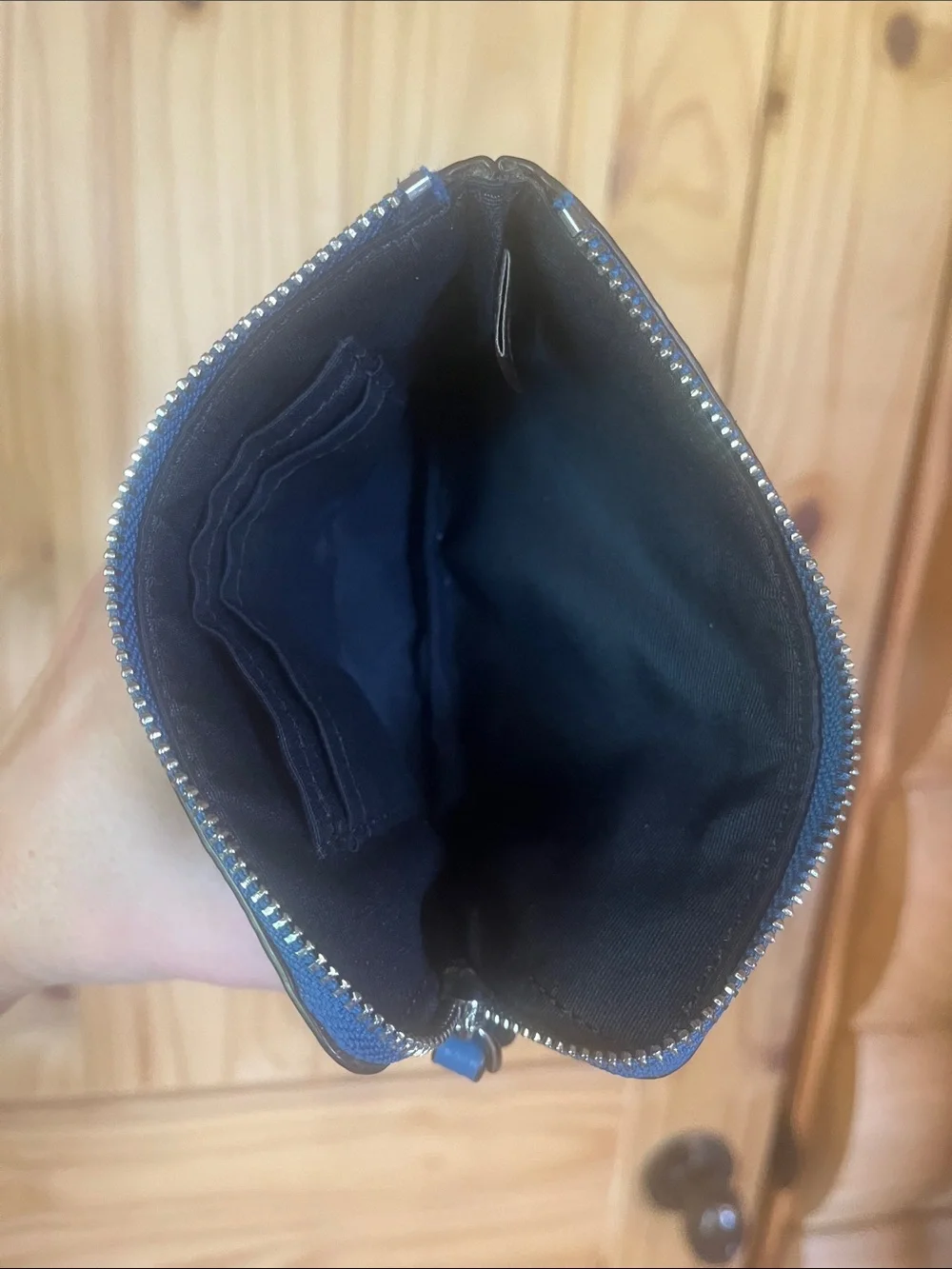 Coach Jes Vibrant Blue Pebbled Leather Side Zip Wristlet